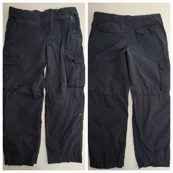 Norma kamali Cargo Pants Sz 12 Adjustable Length Straight Drawstring Black - Picture 1 of 10